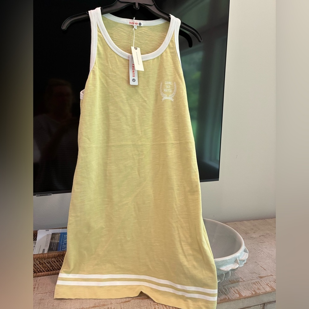 Sundry Cream Yellow Racerback Tank Dress New With Tags - Picture 6 of 7